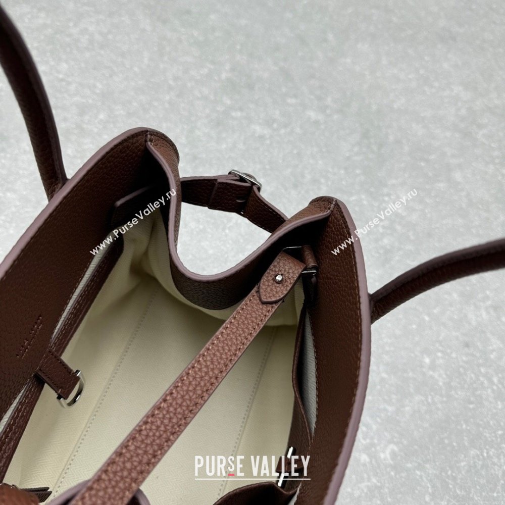 The Row Margaux 12 Tote Bag in Grained Leather Mocha 2025 1833 (ningm-250408051)