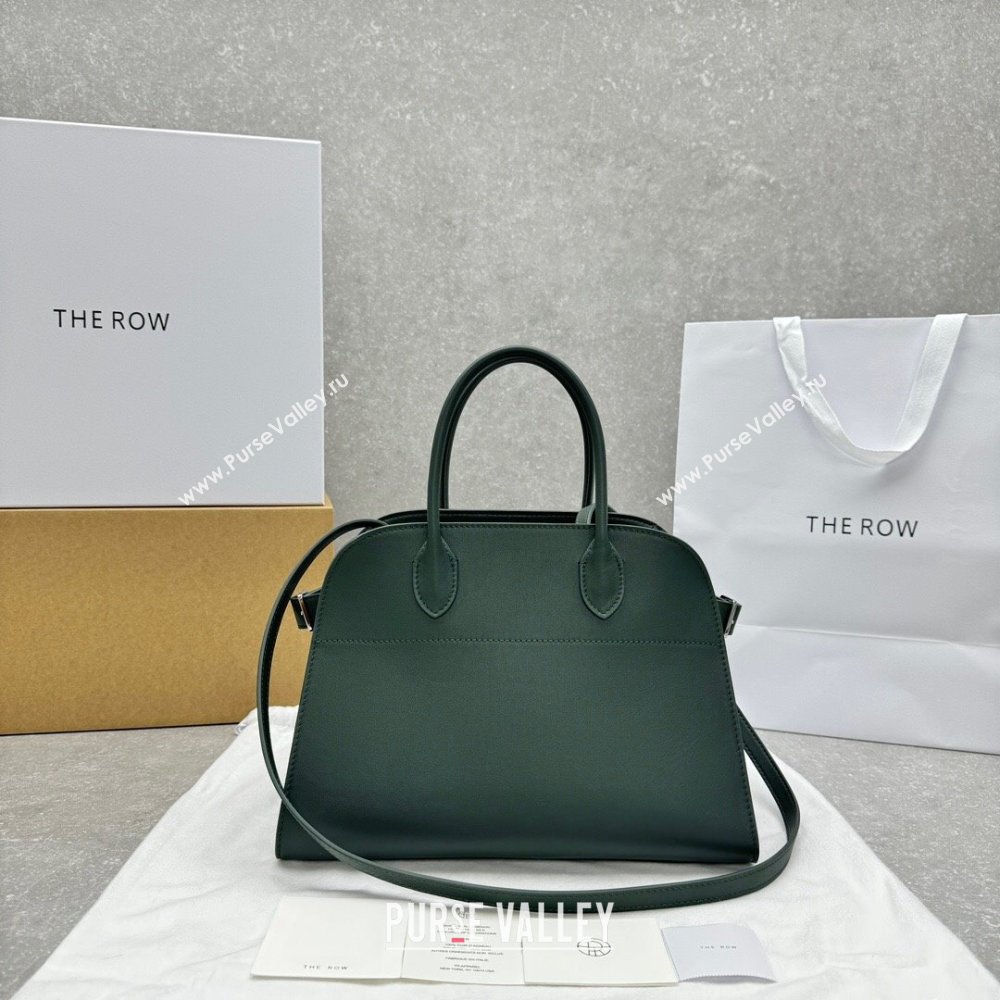 The Row Margaux 12 Tote Bag in Smooth Leather Green 2025 1833 (ningm-250408050)