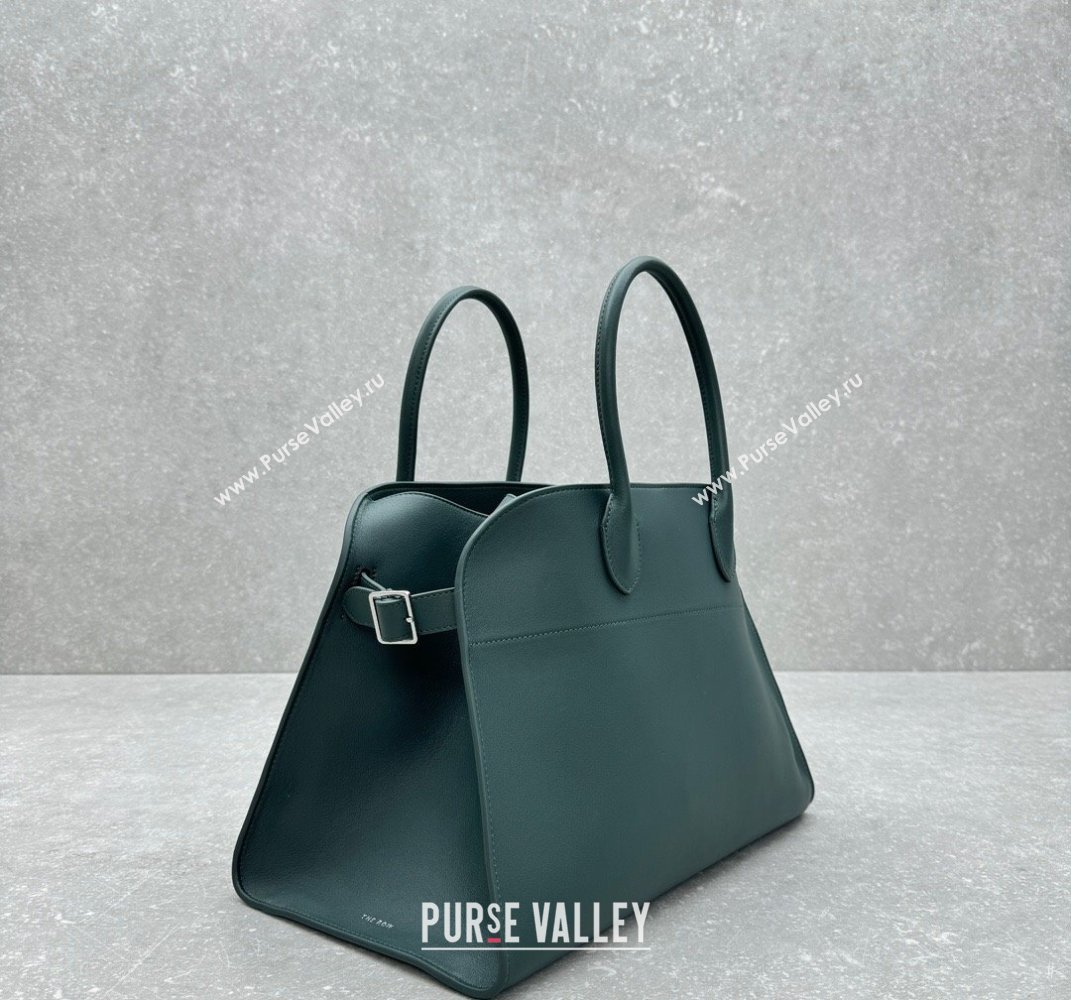 The Row Margaux 12 Tote Bag in Smooth Leather Green 2025 1833 (ningm-250408050)
