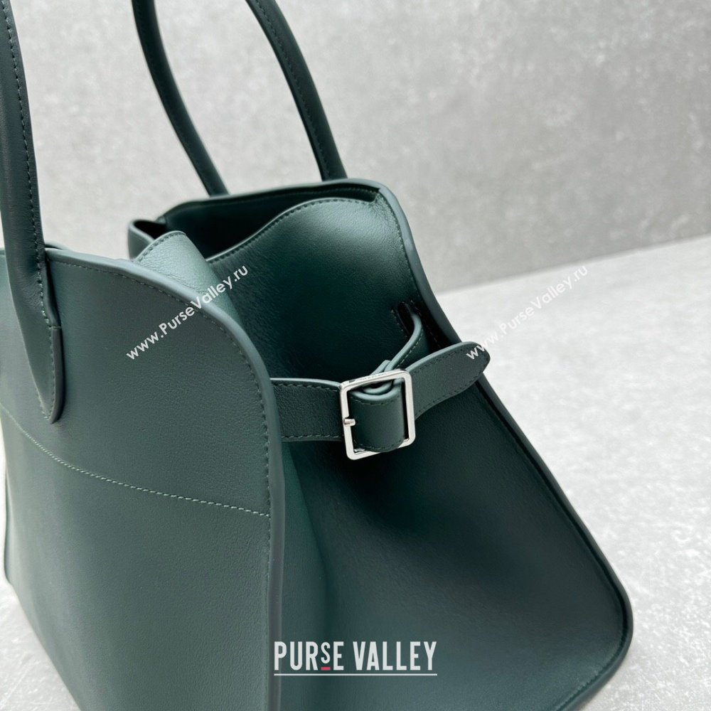 The Row Margaux 12 Tote Bag in Smooth Leather Green 2025 1833 (ningm-250408050)