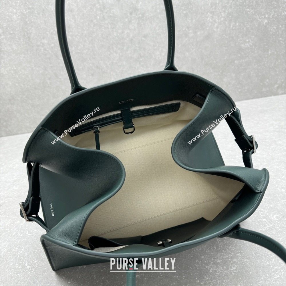 The Row Margaux 12 Tote Bag in Smooth Leather Green 2025 1833 (ningm-250408050)