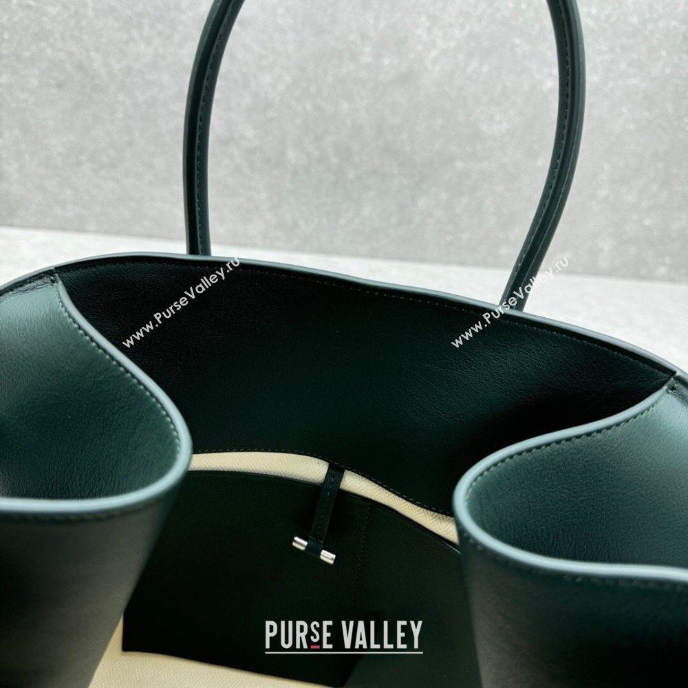 The Row Margaux 12 Tote Bag in Smooth Leather Green 2025 1833 (ningm-250408050)