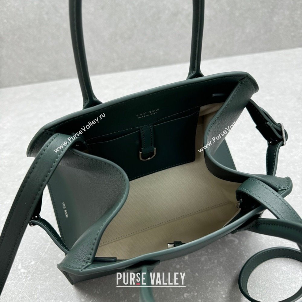 The Row Margaux 10 Small Tote Bag in Smooth Leather Green 2025 1831 (ningm-250408053)