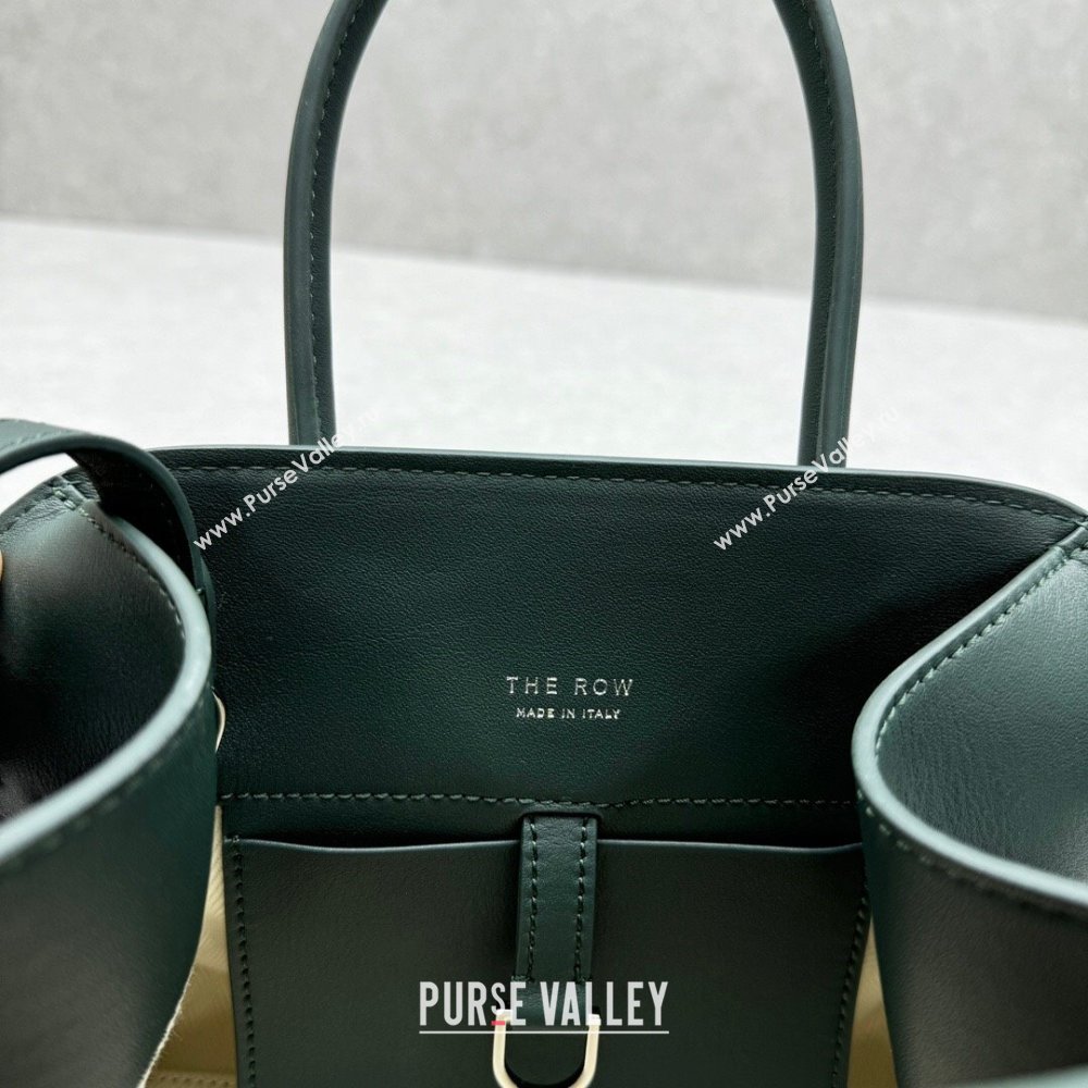 The Row Margaux 10 Small Tote Bag in Smooth Leather Green 2025 1831 (ningm-250408053)