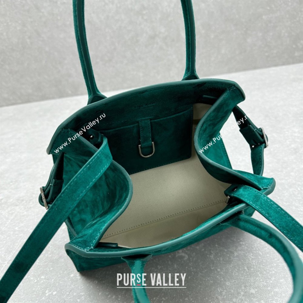 The Row Margaux 10 Small Tote Bag in Suede Green 2025 1831 (ningm-250408054)