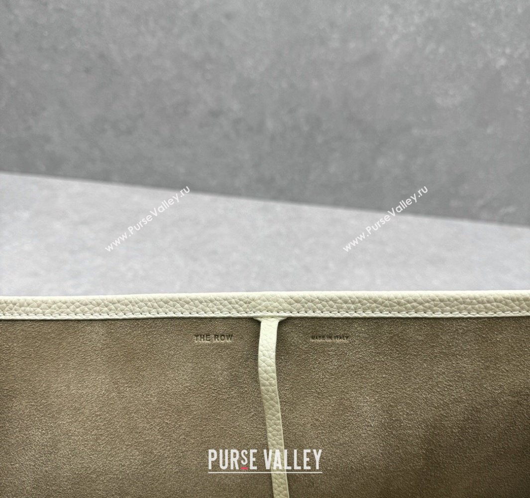 The Row Large N/S Park Tote Bag in Grained Leather White 2025 1822 (ningm-250520102)
