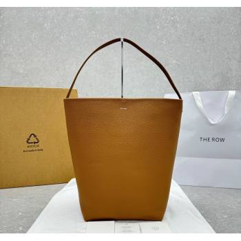 The Row Large N/S Park Tote Bag in Grained Leather Brown 2025 1822 (ningm-250520103)