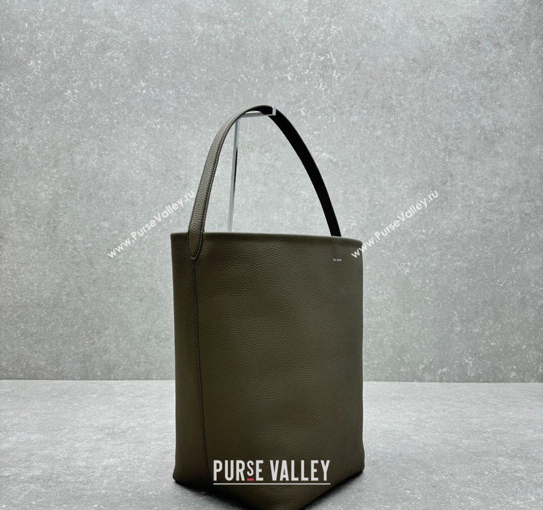 The Row Large N/S Park Tote Bag in Grained Leather Grey 2025 1822 (ningm-250520104)