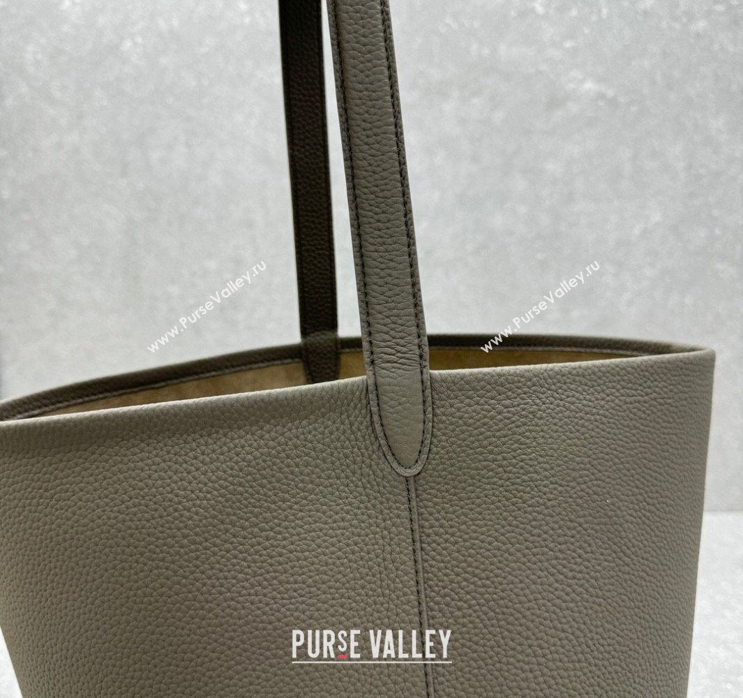 The Row Large N/S Park Tote Bag in Grained Leather Grey 2025 1822 (ningm-250520104)