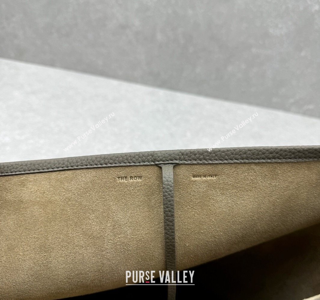 The Row Large N/S Park Tote Bag in Grained Leather Grey 2025 1822 (ningm-250520104)