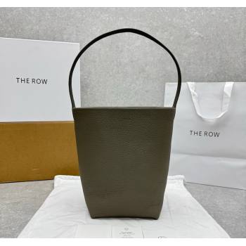 The Row Medium N/S Park Tote Bag in Grained Leather Grey 2025 1822 (ningm-250520105)