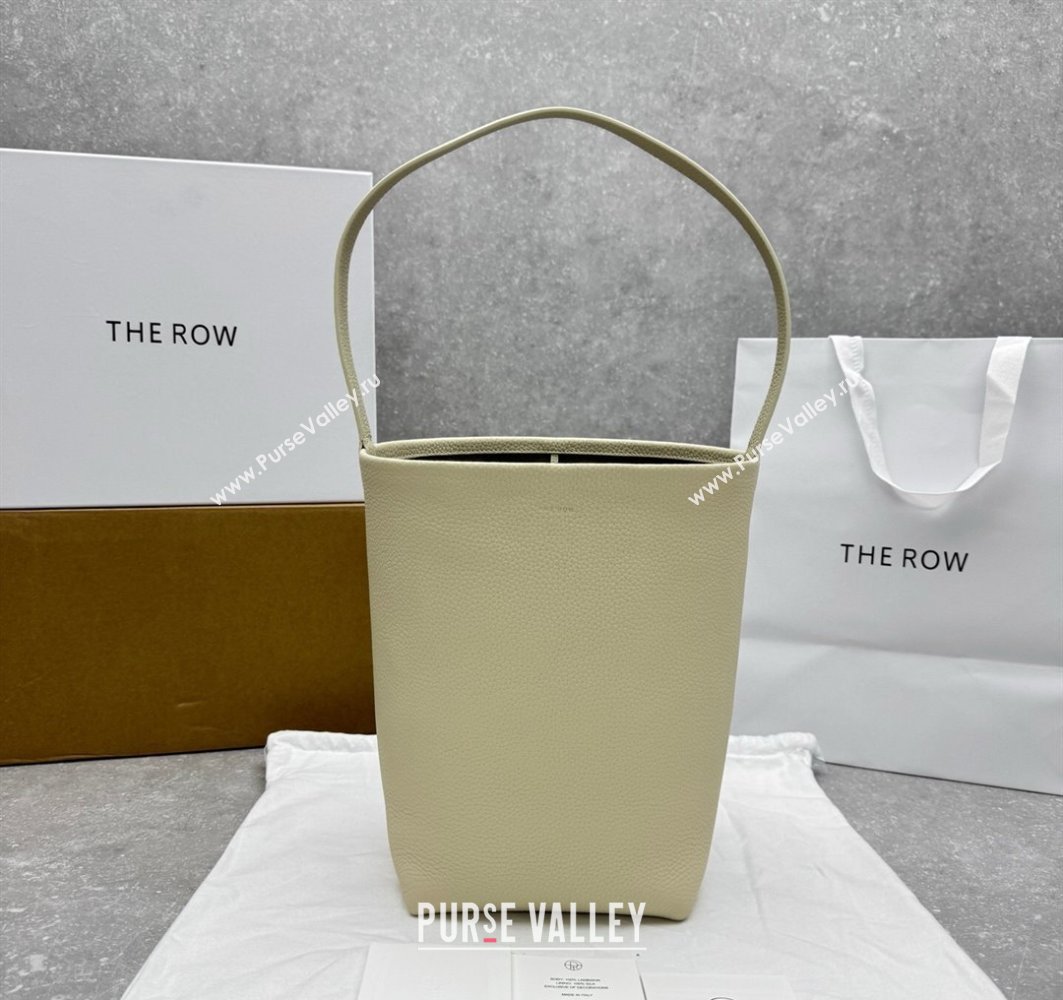 The Row Medium N/S Park Tote Bag in Grained Leather White 2025 1822 (ningm-250520106)