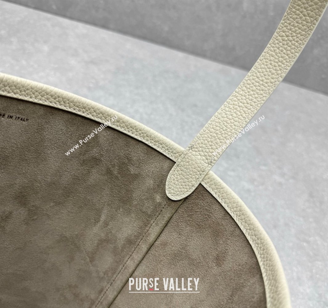 The Row Medium N/S Park Tote Bag in Grained Leather White 2025 1822 (ningm-250520106)
