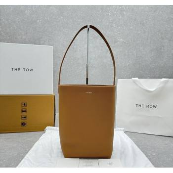 The Row Medium N/S Park Tote Bag in Grained Leather Brown 2025 1822 (ningm-250520107)
