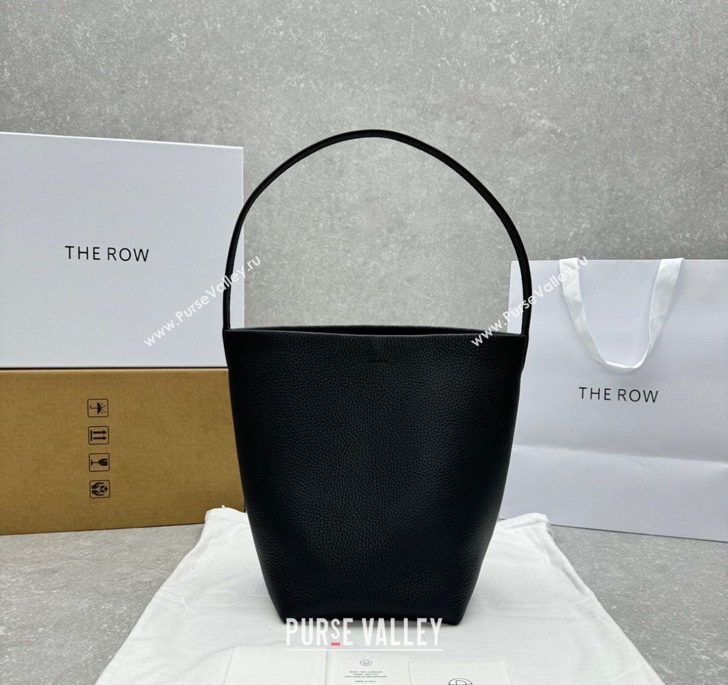The Row Medium N/S Park Tote Bag in Grained Leather Black 2025 1822 (ningm-250520108)