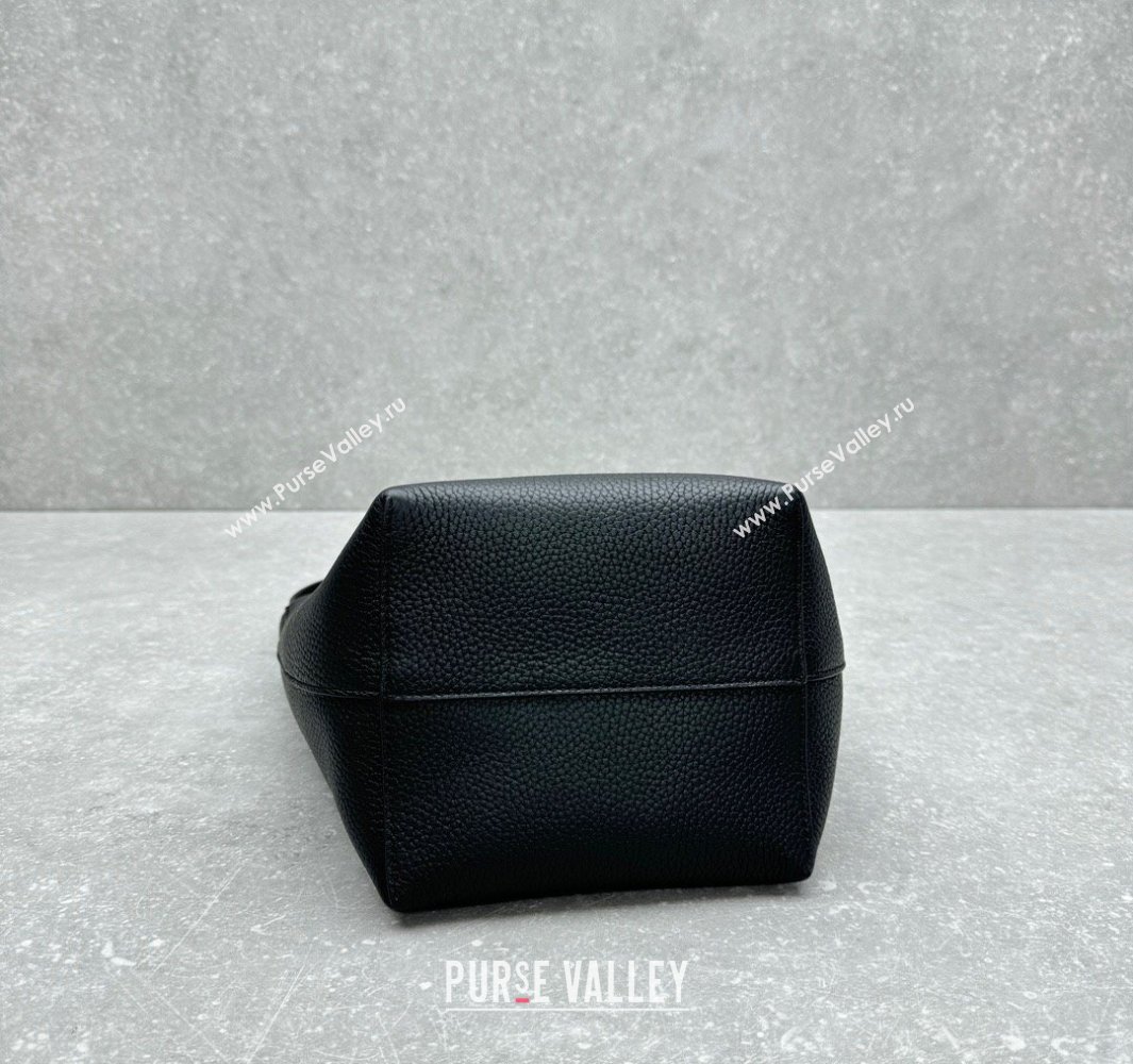 The Row Medium N/S Park Tote Bag in Grained Leather Black 2025 1822 (ningm-250520108)