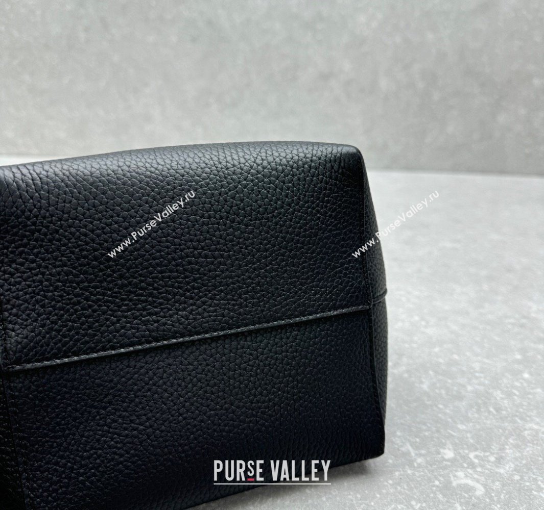 The Row Medium N/S Park Tote Bag in Grained Leather Black 2025 1822 (ningm-250520108)