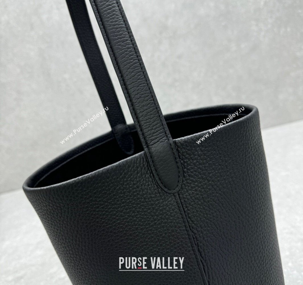 The Row Medium N/S Park Tote Bag in Grained Leather Black 2025 1822 (ningm-250520108)