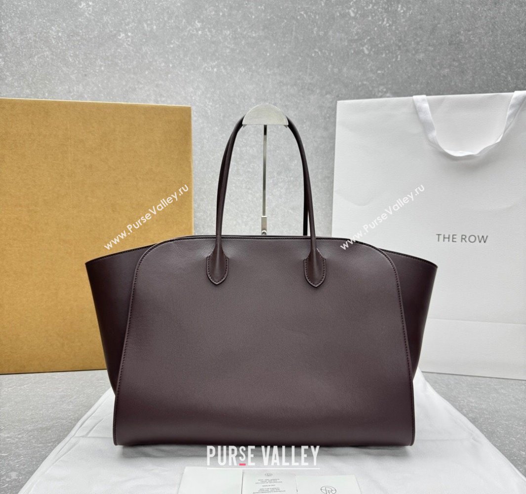 The Row Marlo 17 Softly Structured Tote Bag in Smooth Leather Chocolate Brown 2025 1895 (ningm-250520097)