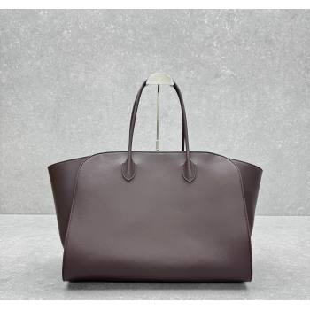 The Row Marlo 17 Softly Structured Tote Bag in Smooth Leather Chocolate Brown 2025 1895 (ningm-250520097)