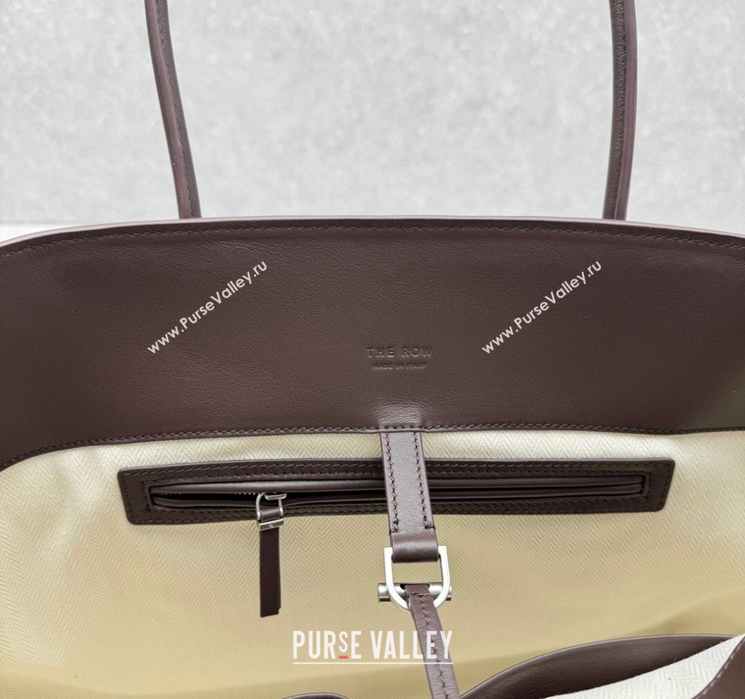 The Row Marlo 17 Softly Structured Tote Bag in Smooth Leather Chocolate Brown 2025 1895 (ningm-250520097)