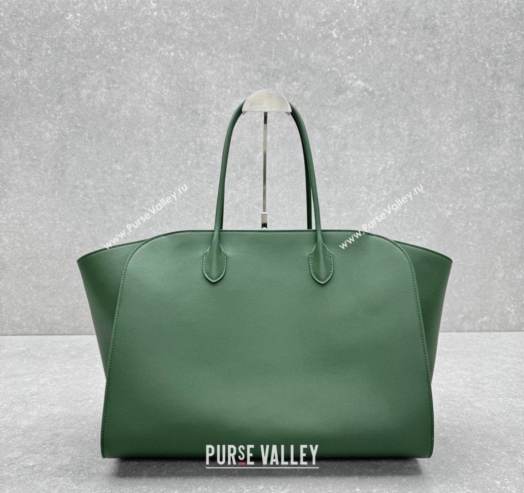 The Row Marlo 17 Softly Structured Tote Bag in Smooth Leather Green 2025 1895 (ningm-250520098)