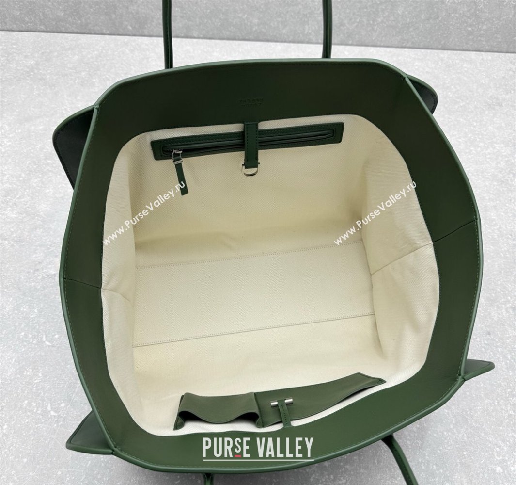 The Row Marlo 17 Softly Structured Tote Bag in Smooth Leather Green 2025 1895 (ningm-250520098)