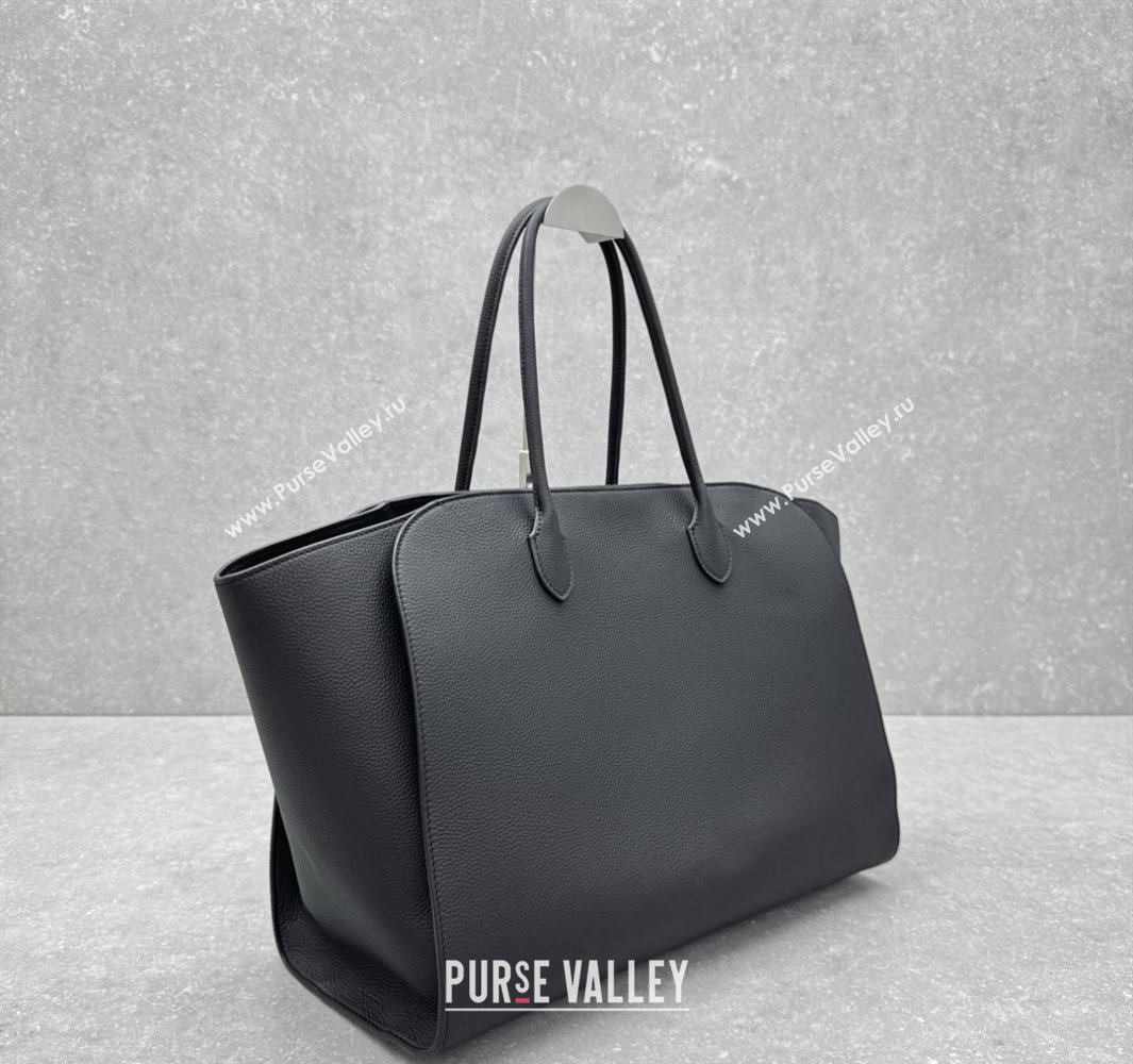 The Row Marlo 17 Softly Structured Tote Bag in Grained Leather Black 2025 1895 (ningm-250520099)