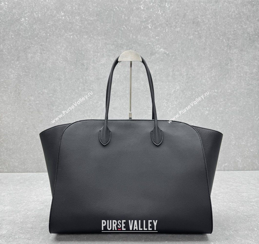 The Row Marlo 17 Softly Structured Tote Bag in Grained Leather Black 2025 1895 (ningm-250520099)