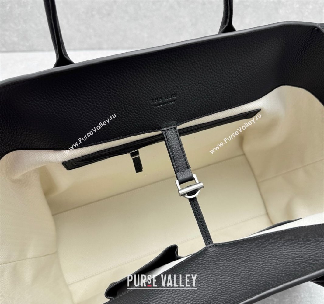 The Row Marlo 17 Softly Structured Tote Bag in Grained Leather Black 2025 1895 (ningm-250520099)