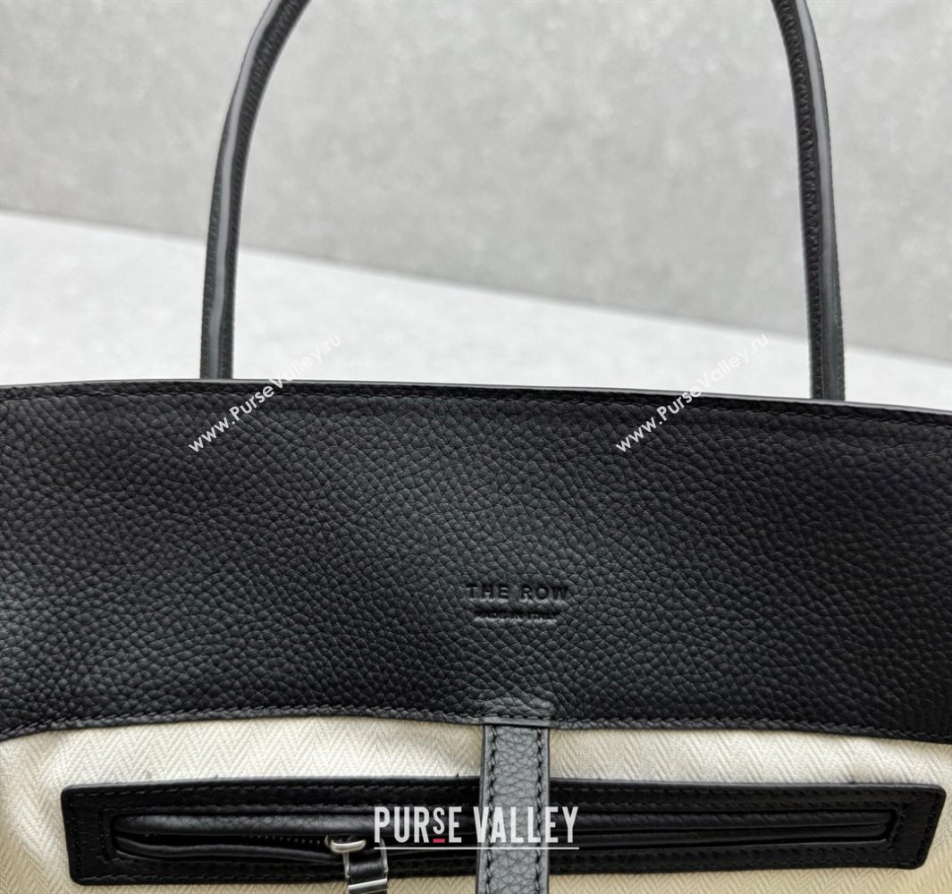The Row Marlo 17 Softly Structured Tote Bag in Grained Leather Black 2025 1895 (ningm-250520099)