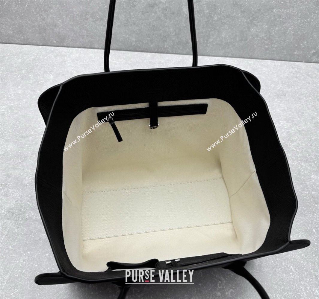 The Row Marlo 17 Softly Structured Tote Bag in Grained Leather Black 2025 1895 (ningm-250520099)
