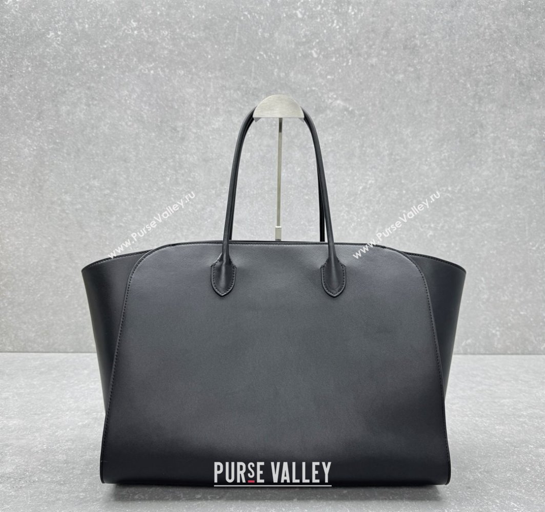 The Row Marlo 17 Softly Structured Tote Bag in Smooth Leather Black 2025 1895 (ningm-250520100)