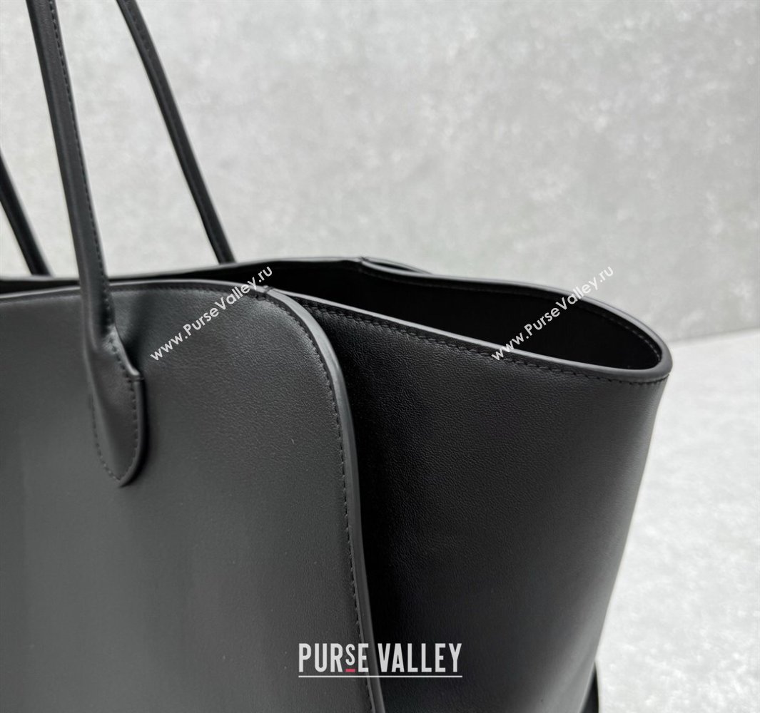 The Row Marlo 17 Softly Structured Tote Bag in Smooth Leather Black 2025 1895 (ningm-250520100)