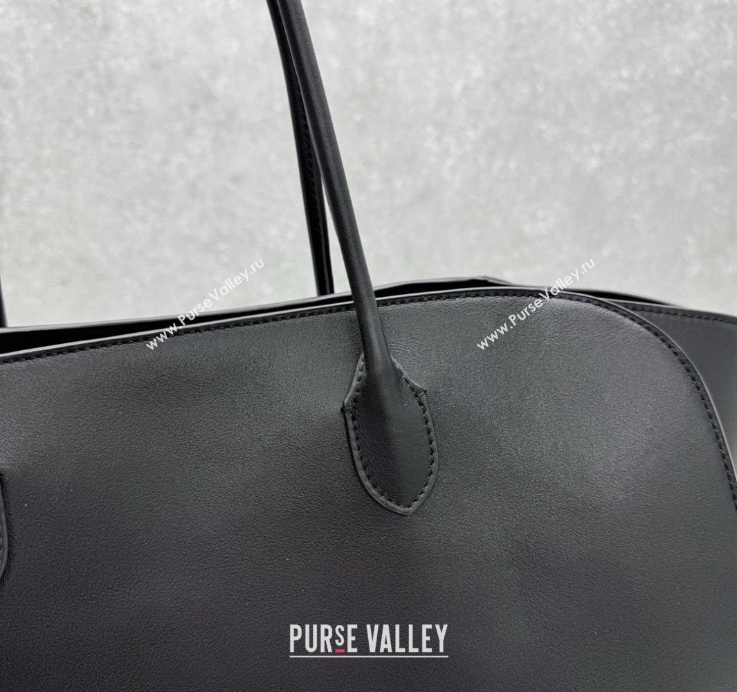 The Row Marlo 17 Softly Structured Tote Bag in Smooth Leather Black 2025 1895 (ningm-250520100)