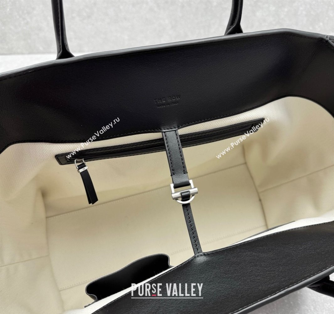 The Row Marlo 17 Softly Structured Tote Bag in Smooth Leather Black 2025 1895 (ningm-250520100)