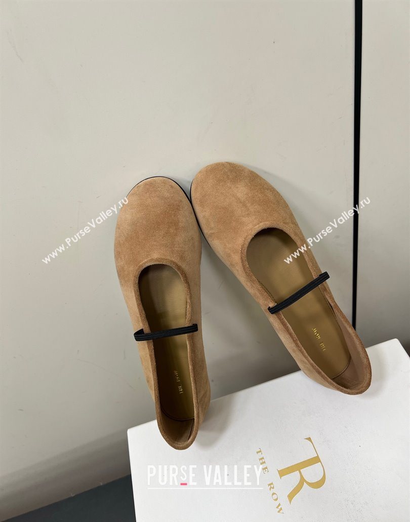 The Row Elastic Ballet Flats Slipper in Suede Brown 2025 0604 (HQG-250604092)