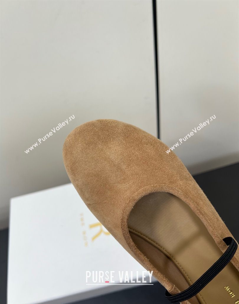 The Row Elastic Ballet Flats Slipper in Suede Brown 2025 0604 (HQG-250604092)