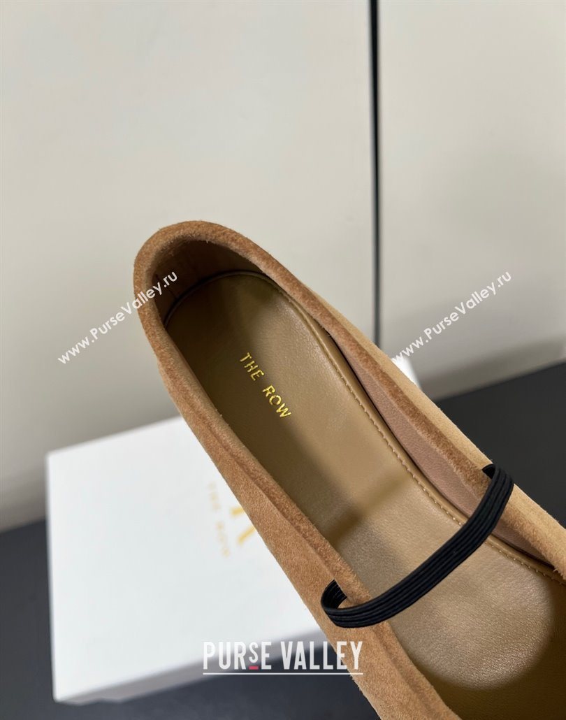 The Row Elastic Ballet Flats Slipper in Suede Brown 2025 0604 (HQG-250604092)