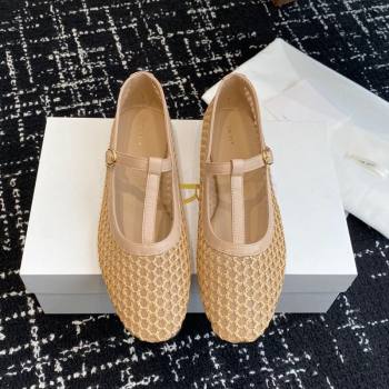 The Row T-Strap Flat Shoes in Woven Mesh Nude 2025 0604 (KL-250604089)