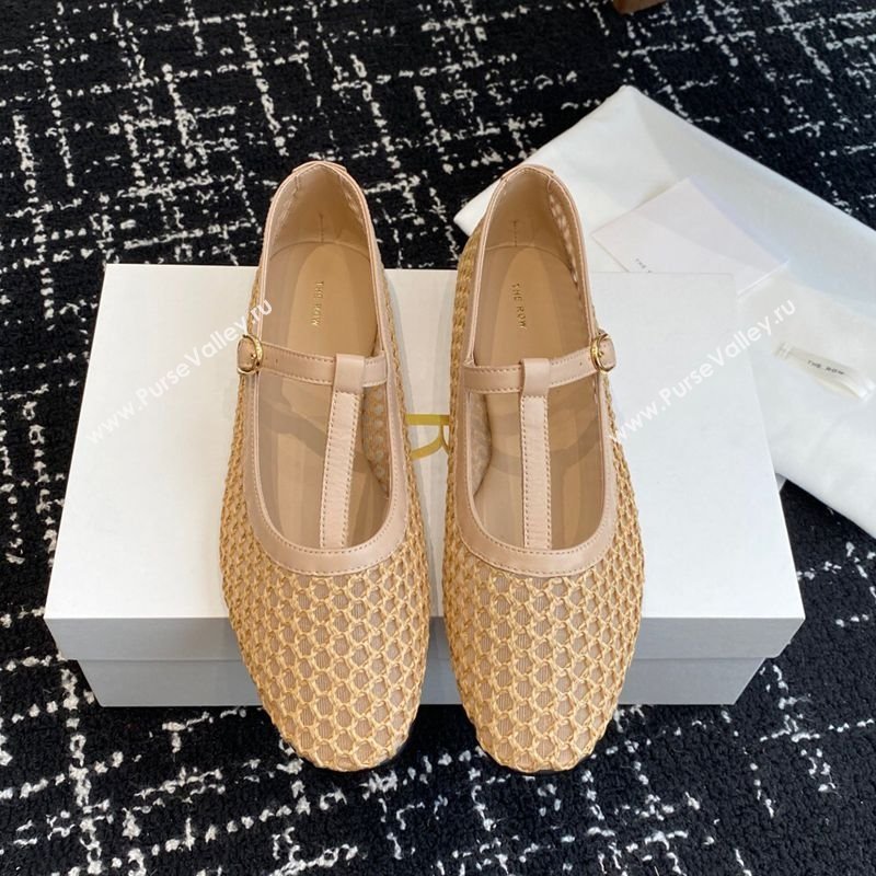 The Row T-Strap Flat Shoes in Woven Mesh Nude 2025 0604 (KL-250604089)