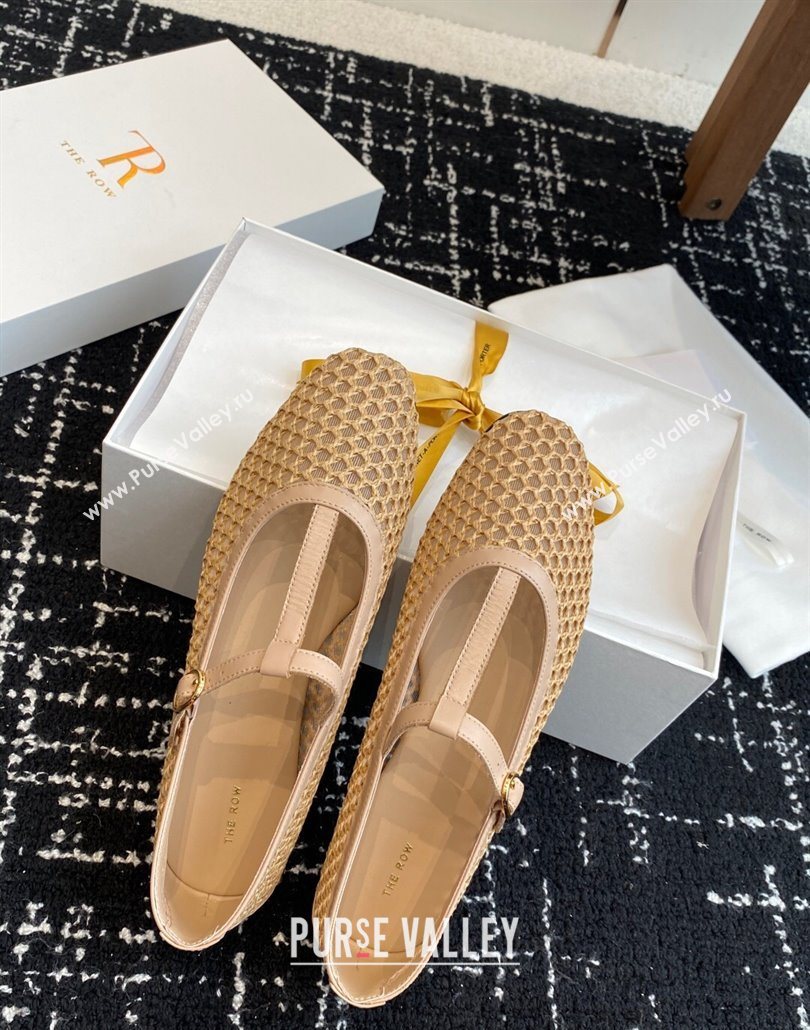 The Row T-Strap Flat Shoes in Woven Mesh Nude 2025 0604 (KL-250604089)