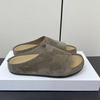 The Row Suede Platform Slides Sandal Dark Grey 2025 0604 (HQG-250604099)