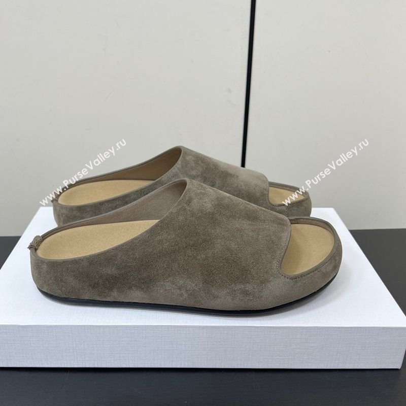 The Row Suede Platform Slides Sandal Dark Grey 2025 0604 (HQG-250604099)