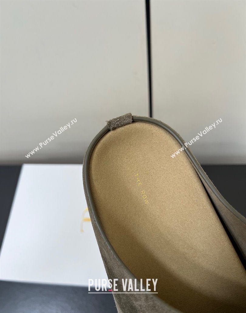 The Row Suede Platform Slides Sandal Dark Grey 2025 0604 (HQG-250604099)