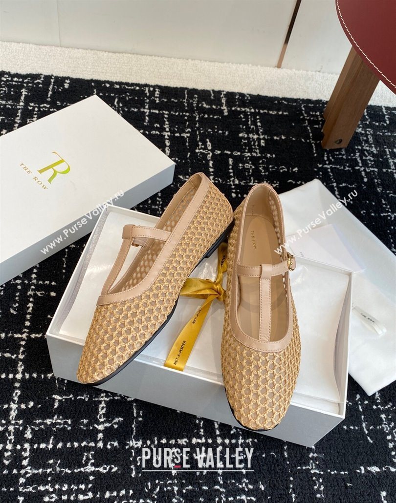 The Row T-Strap Flat Shoes in Woven Mesh Nude 2025 0604 (KL-250604089)