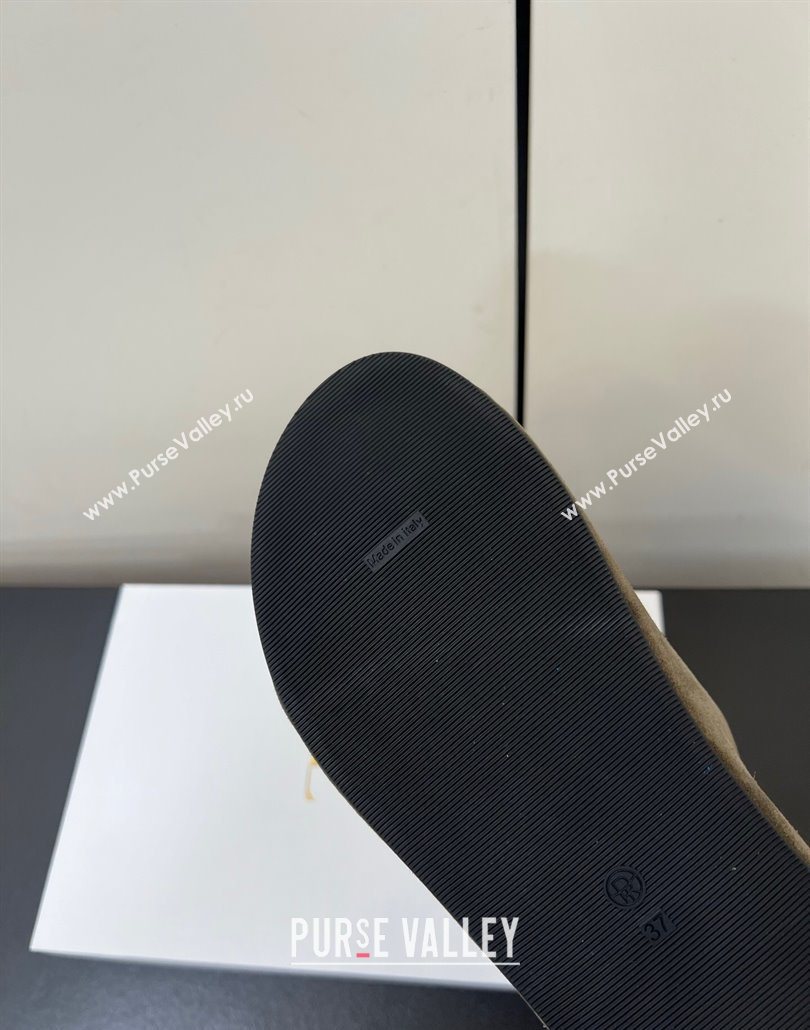 The Row Suede Platform Slides Sandal Dark Grey 2025 0604 (HQG-250604099)