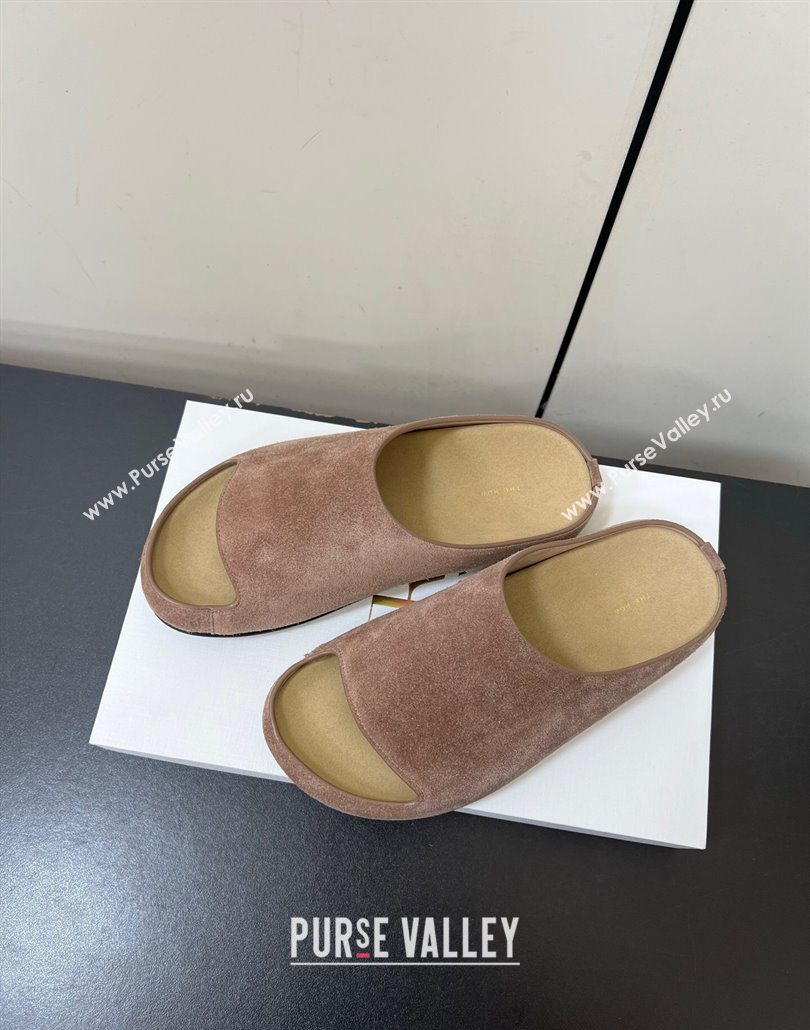 The Row Suede Platform Slides Sandal Taupe 2025 0604 (HQG-250604100)