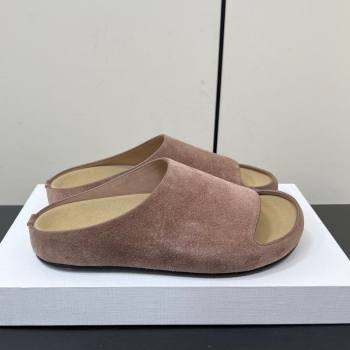 The Row Suede Platform Slides Sandal Taupe 2025 0604 (HQG-250604100)