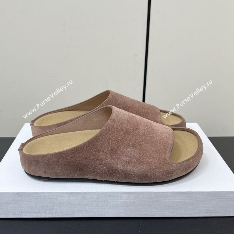 The Row Suede Platform Slides Sandal Taupe 2025 0604 (HQG-250604100)